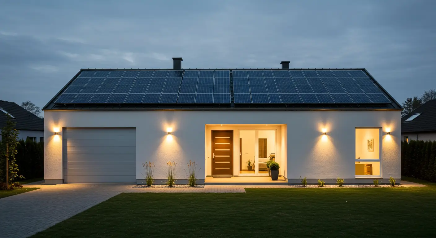 Smart and sustainable home with minimalist design.