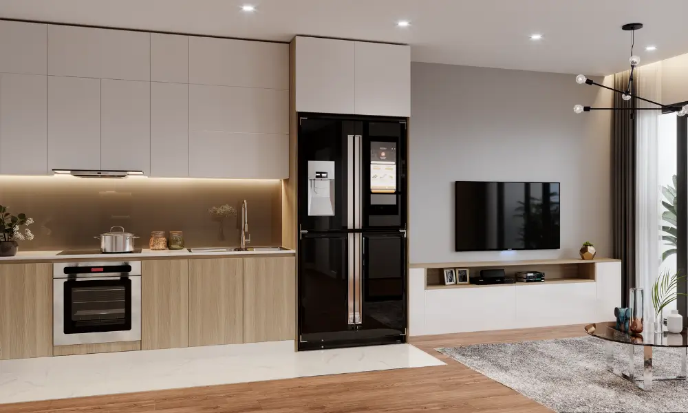 Apartment with integrated technology and minimalist environment
