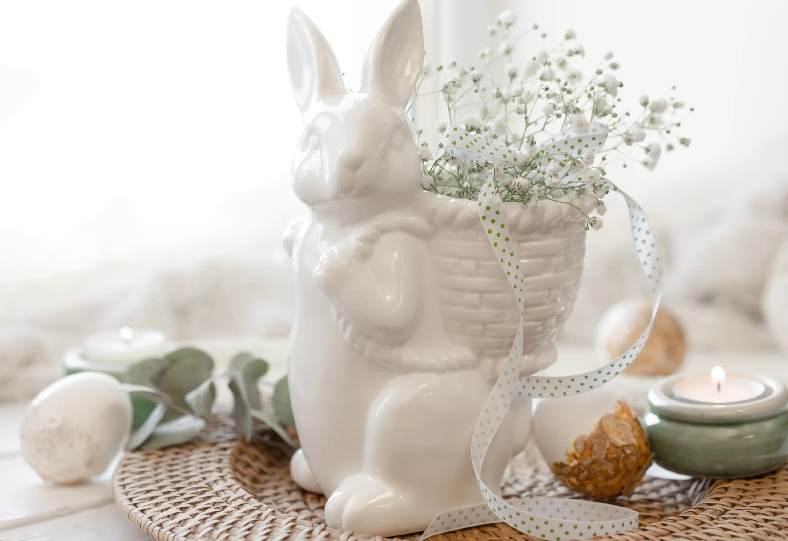 Decorate the house for Easter with delicate ornaments and natural elements