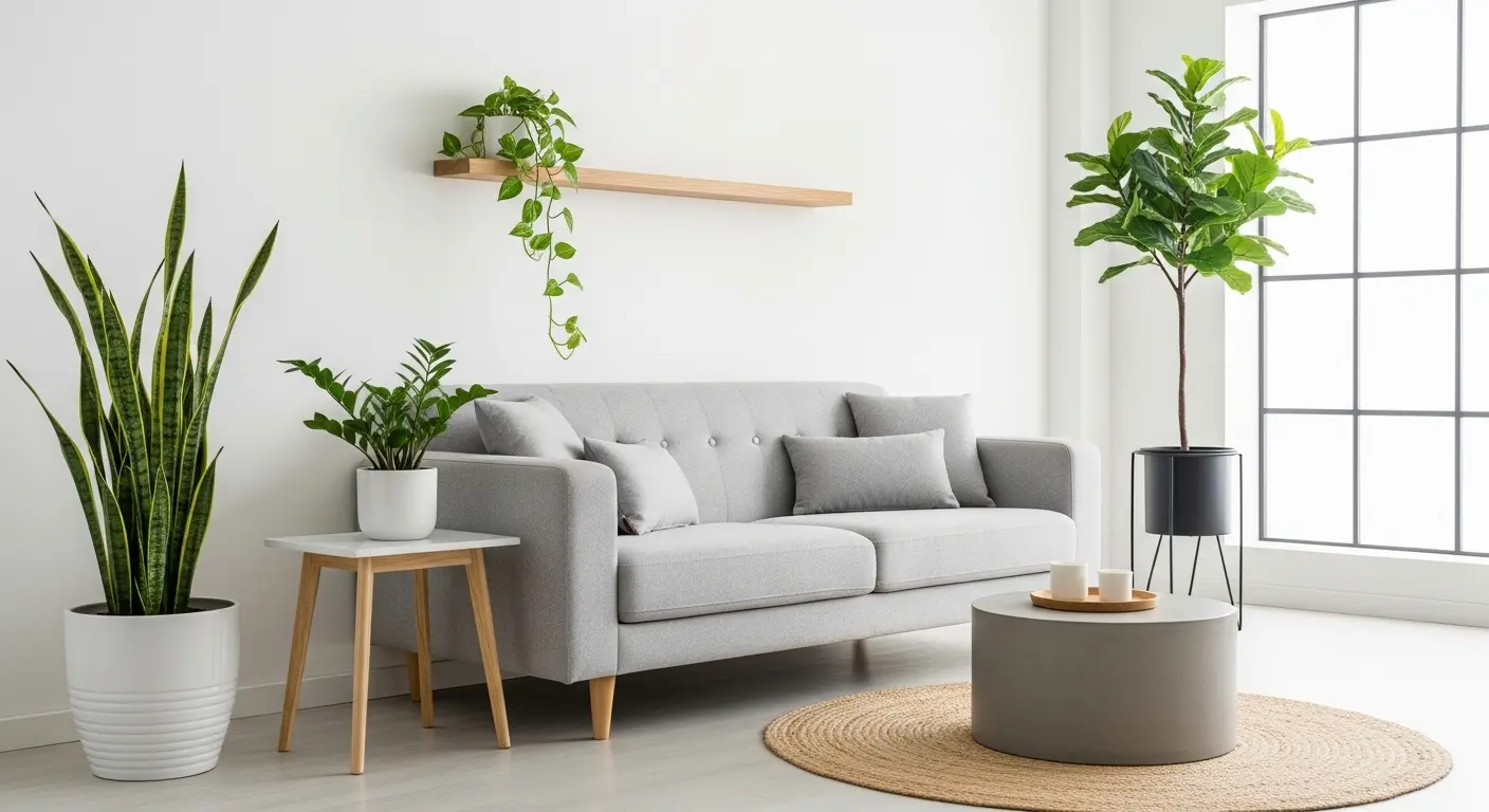 Minimalist shelf showing how to decorate with plants without visually cluttering the environment
