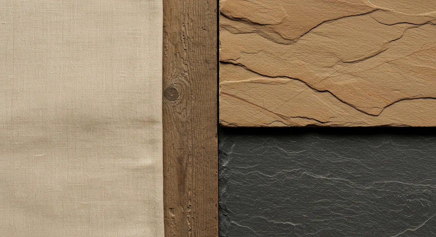 Texturas naturais usadas no estilo minimalista rústico