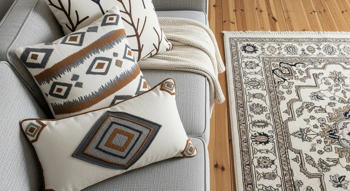 Discreet patterns and earthy tones in minimalist boho style