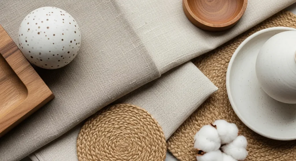 Natural textures in minimalist boho style
