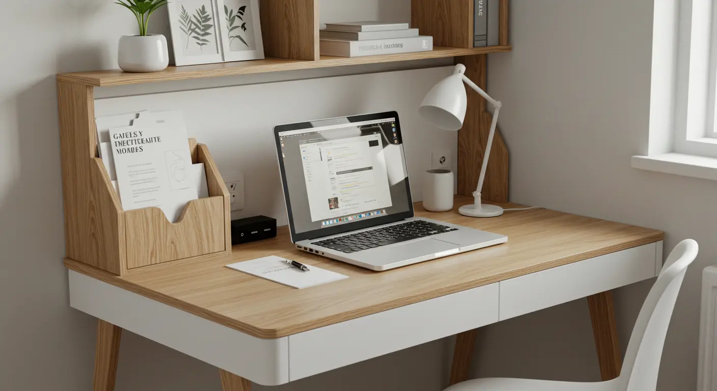 Minimalist and smart organization in a small home office

