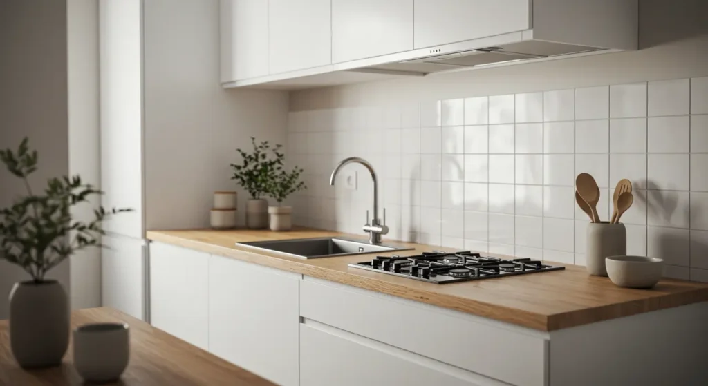 Small kitchen decorated with minimalist style and functionality