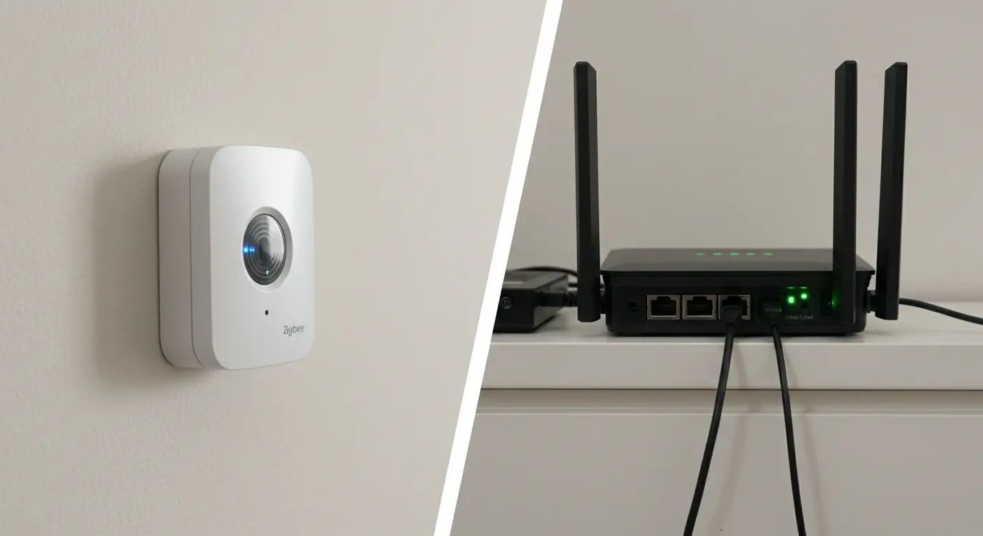 Visual comparison between Zigbee sensor and traditional Wi-Fi device