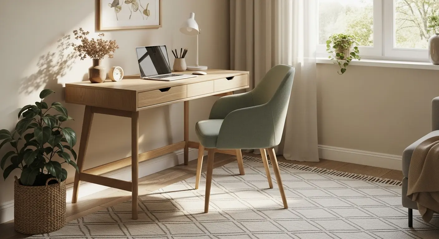 Well-planned minimalist home office corner in a small environment