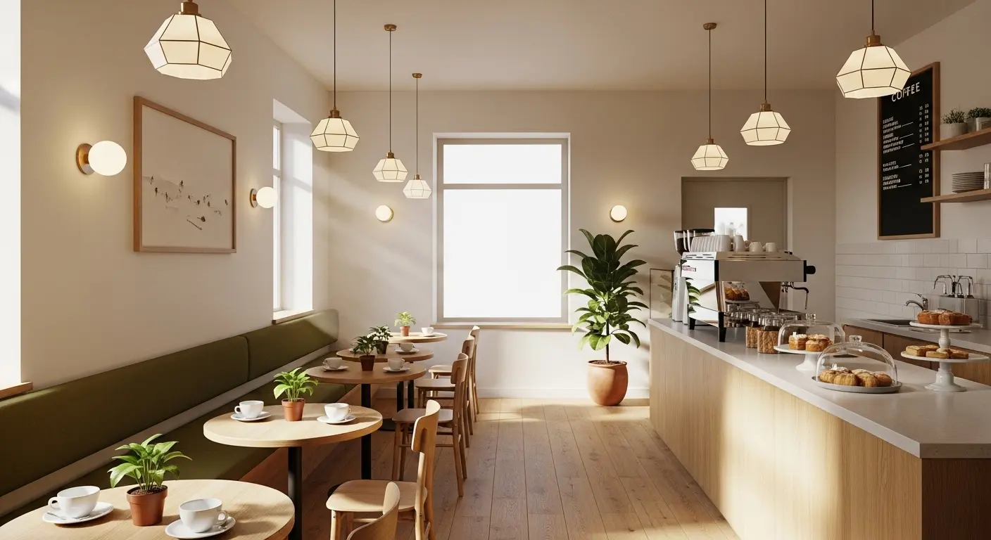Elementos essenciais do design minimalista em uma cafeteria moderna