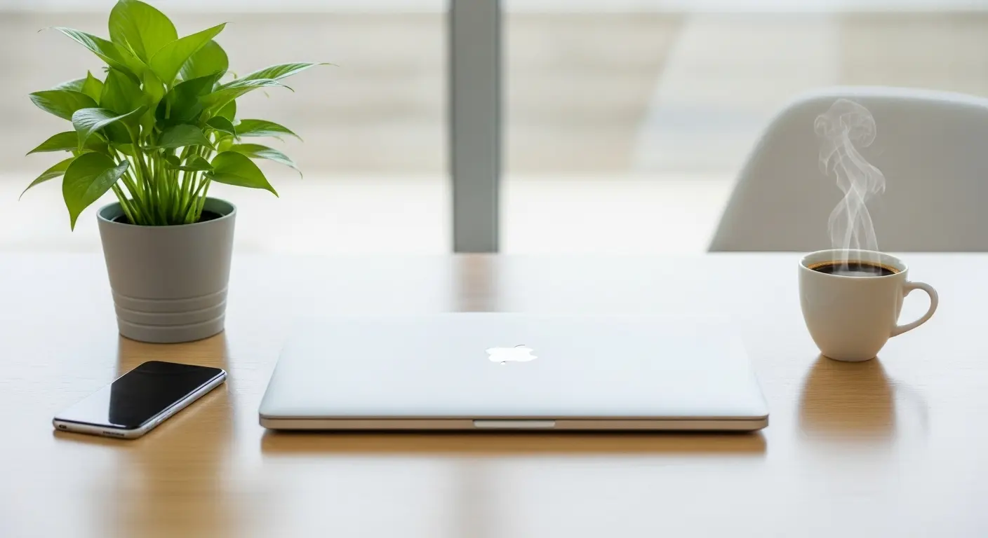 Espaço de trabalho minimalista sem distrações visuais