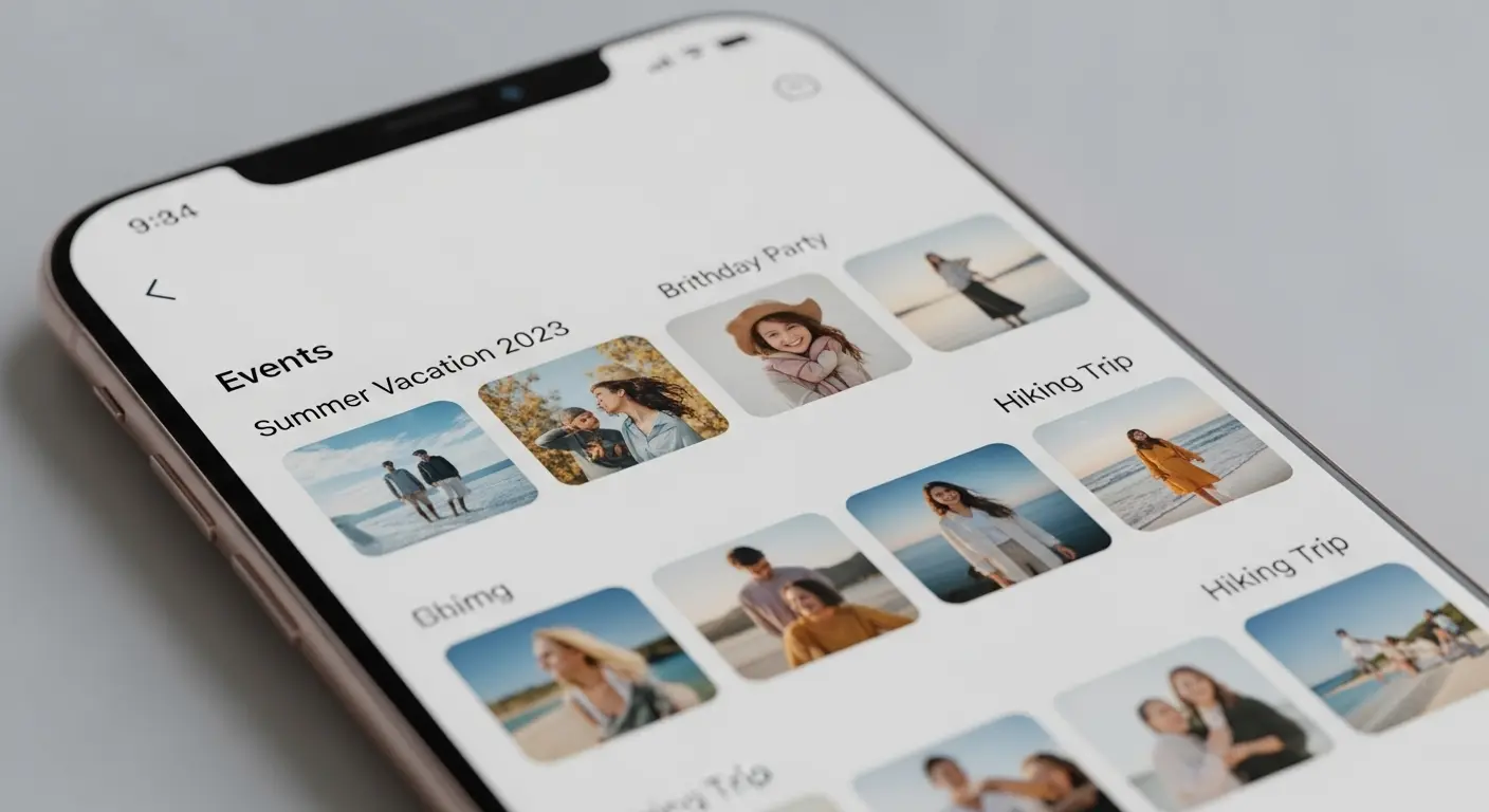 Organização minimalista de fotos em álbum digital