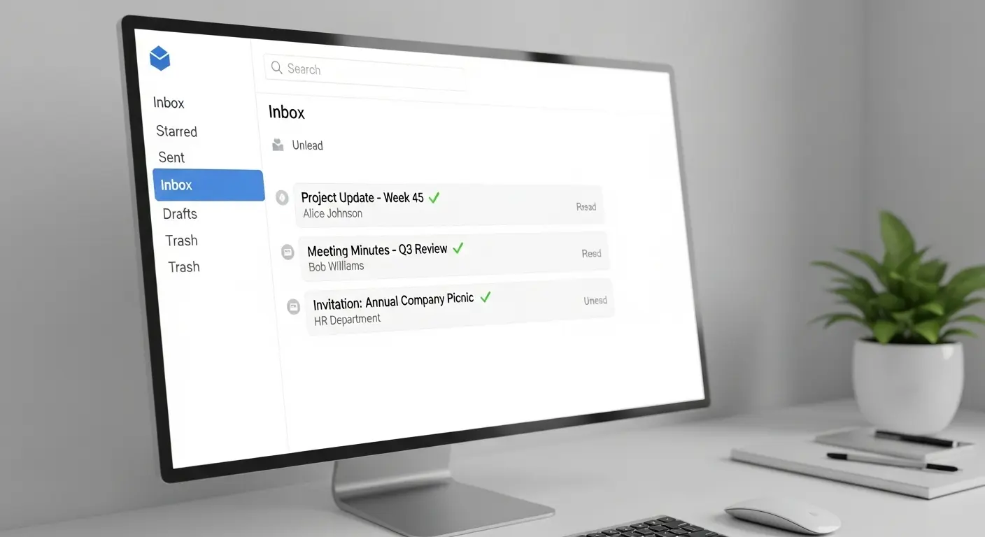 Caixa de e-mails limpa e organizada após declutter digital