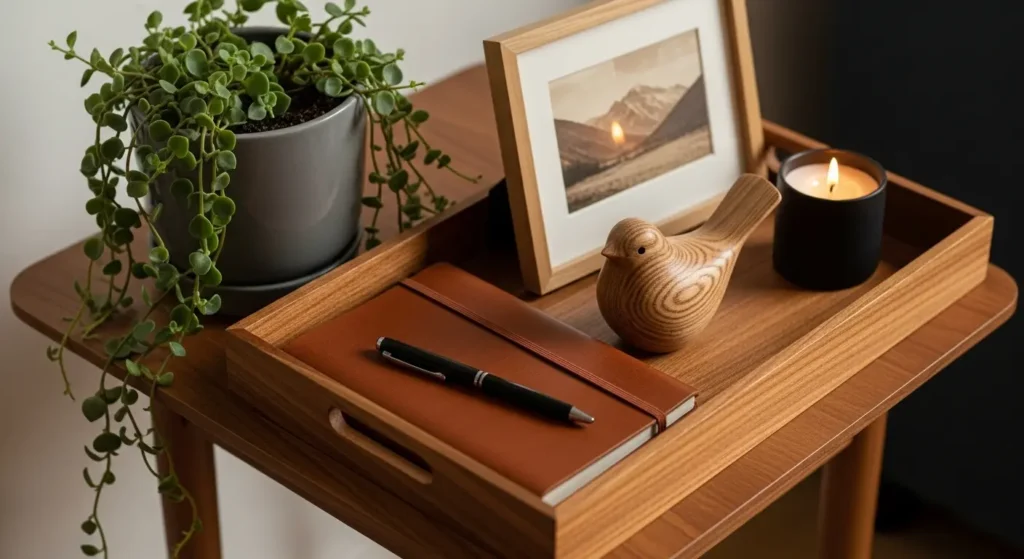 Minimalist living room with useful decorative objects
