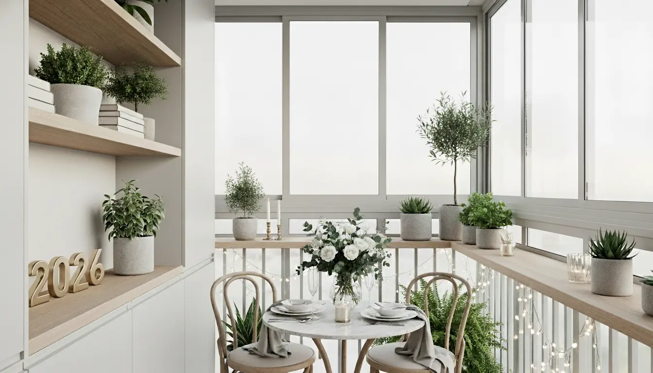 Ano novo minimalista com luz suave e poucos elementos.