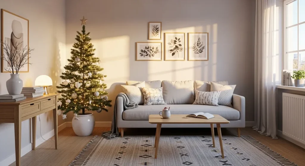 Decoração de Natal minimalista em apartamentos pequenos