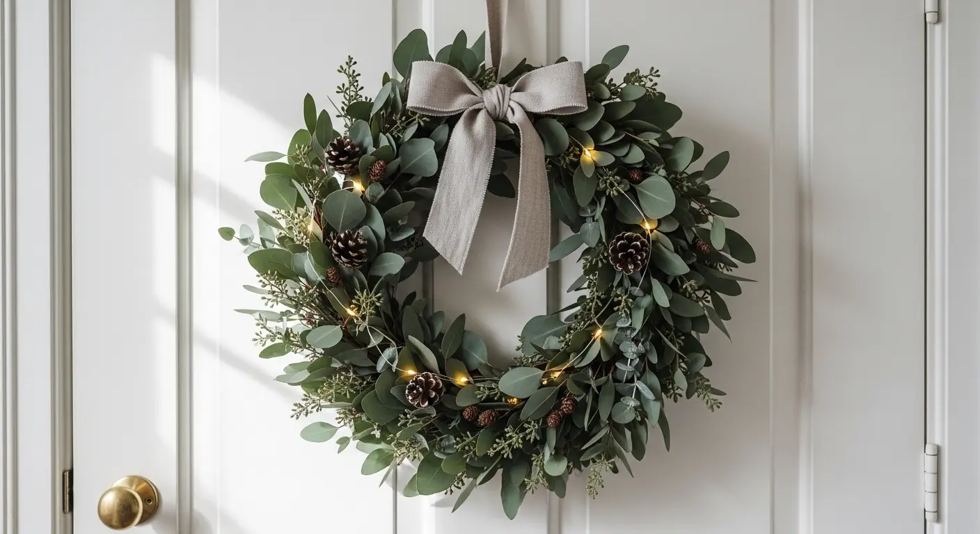 Guirlanda de Natal minimalista feita &agrave; m&atilde;o com ramos naturais