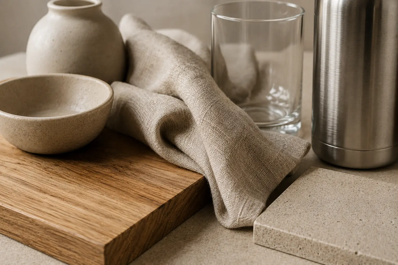Materiais naturais e duráveis no design minimalista